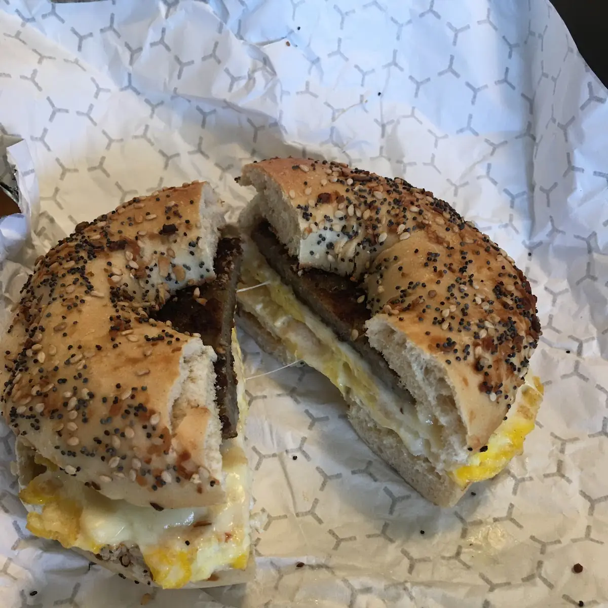 Sausage Egg Cheese on an Everything Bagel