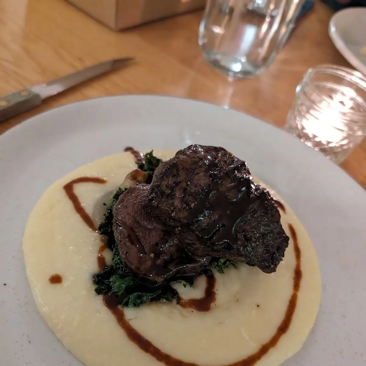 Beef Tenderloin with Mashed Potatoes and Kale