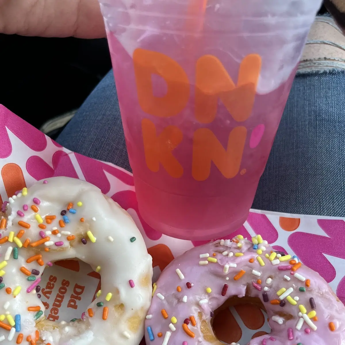 Sprinkle Donut and Strawberry Dragonfruit Refresher
