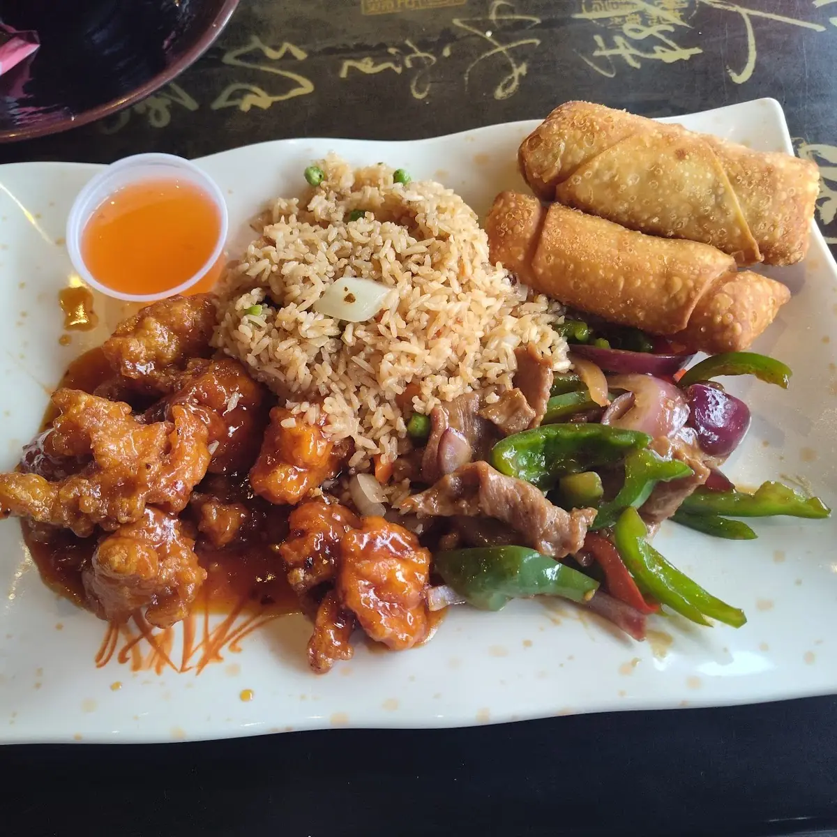 Chicken Fried Rice Couple Egg Rolls