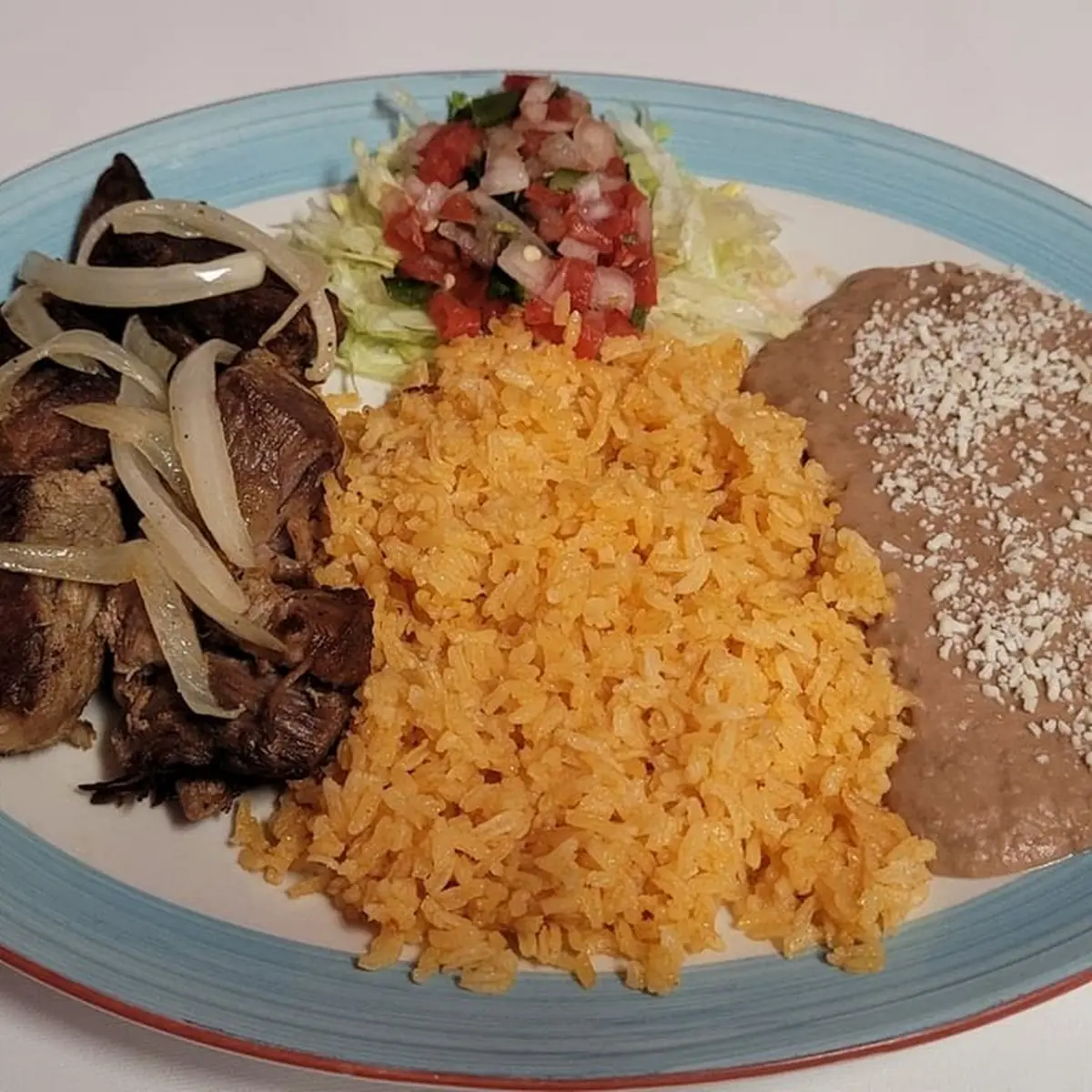 Chili Relleno with Beans and Rice