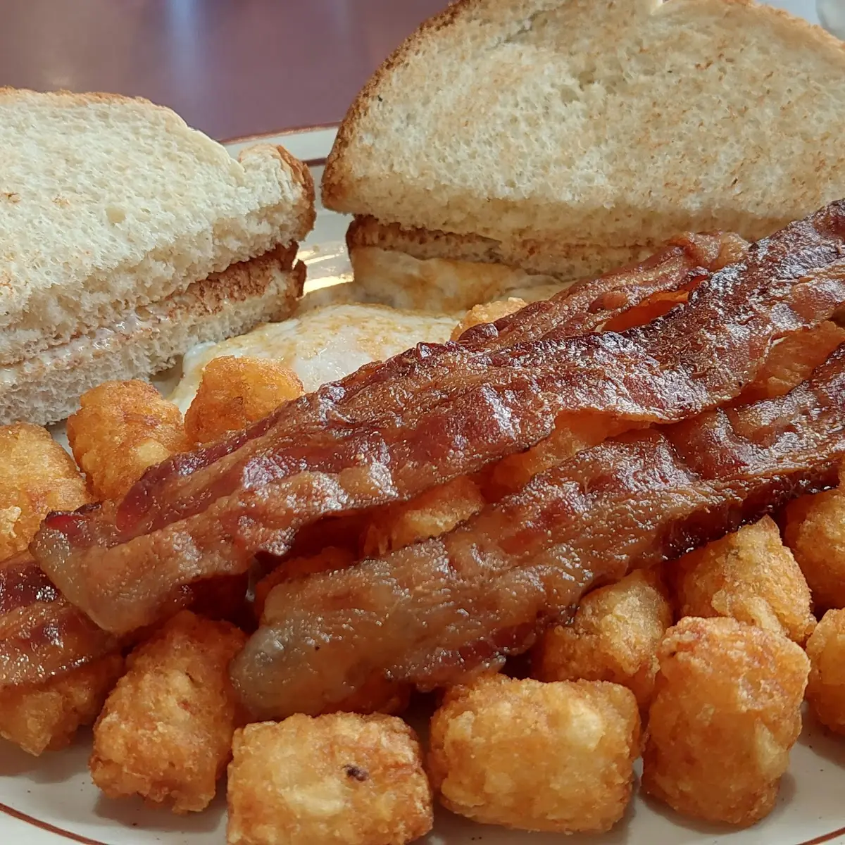 Texas Toast Bacon and Eggs with Tots