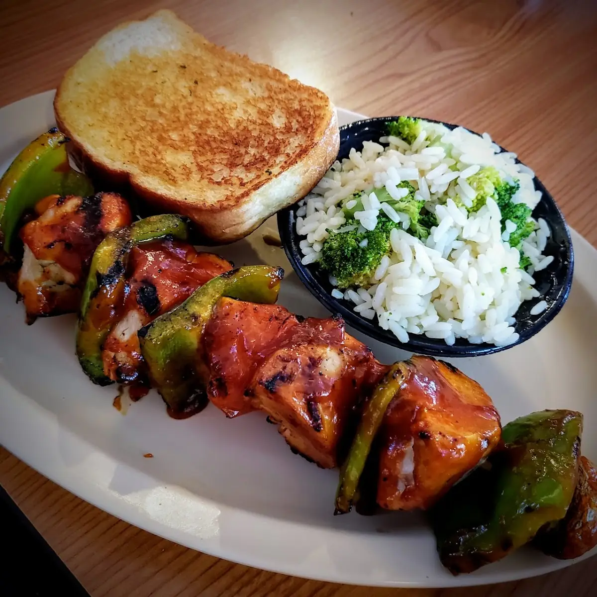 Chicken Kebab with Rice and Broccoli