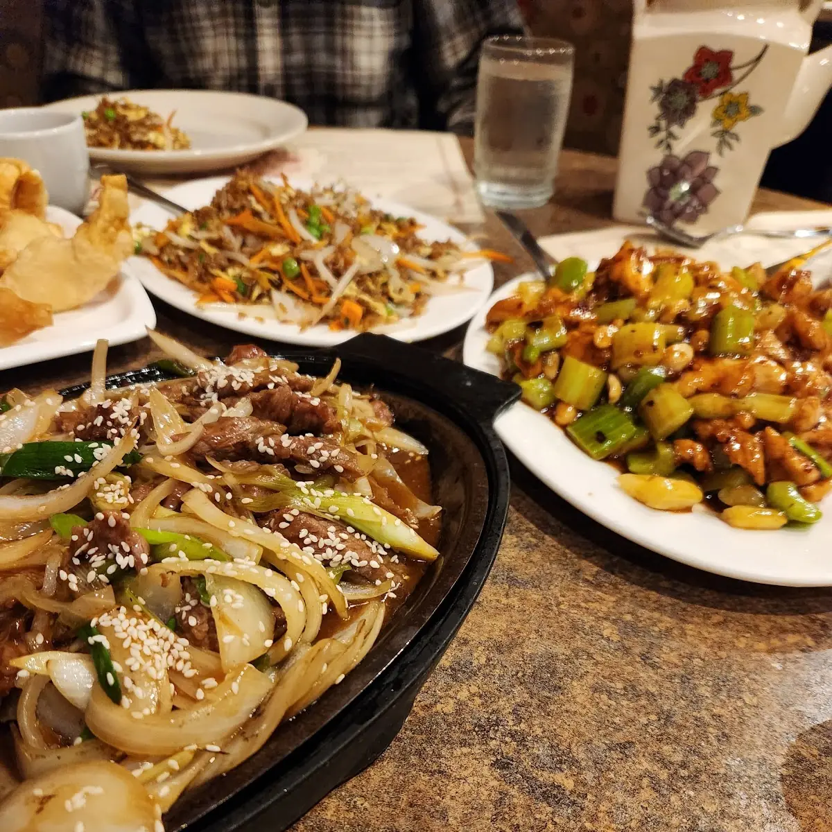 Mongolian Beef Kung Pao Chicken Fried Rice and Crab Rangoon