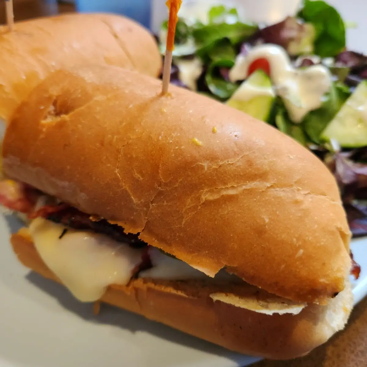 Pastrami Sandwich and Salad