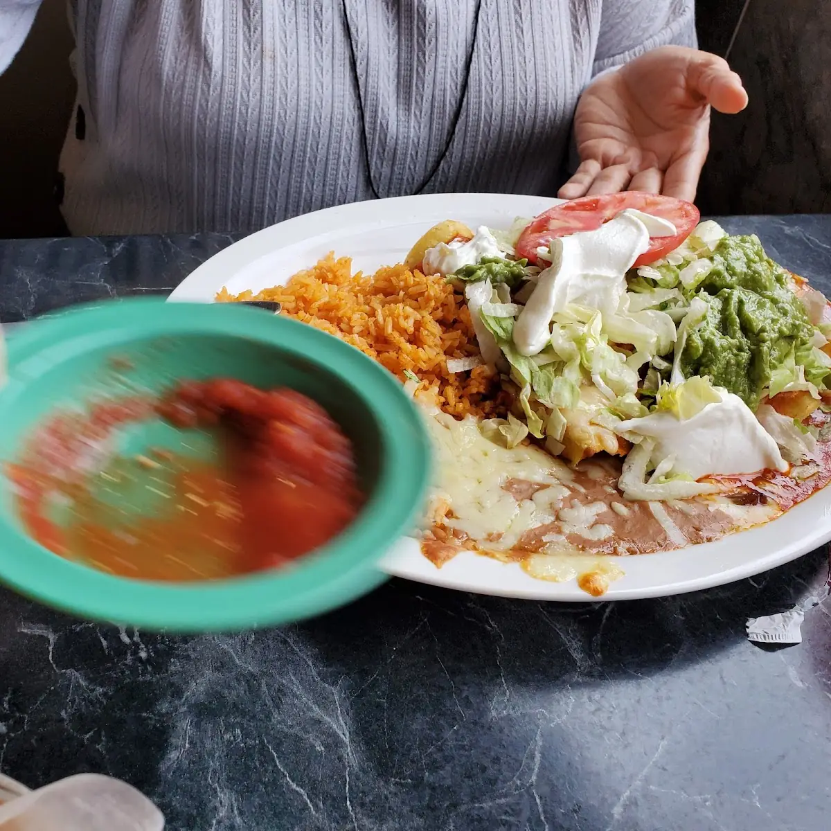 Bean Tostada Cheese Enchilada & Chile Relleno