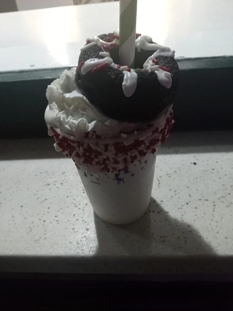 Peppermint Milkshake with Chocolate Cake Donut