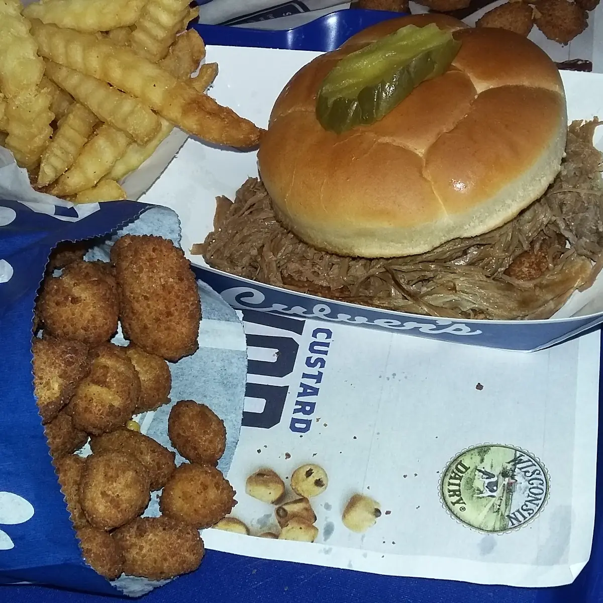 Pot Roast Sandwich and Cheese Curd