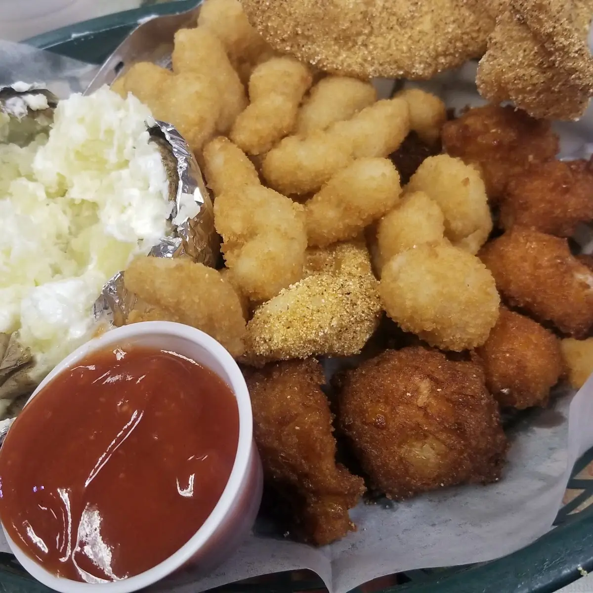 Fish and Popcorn Shrimp Basket