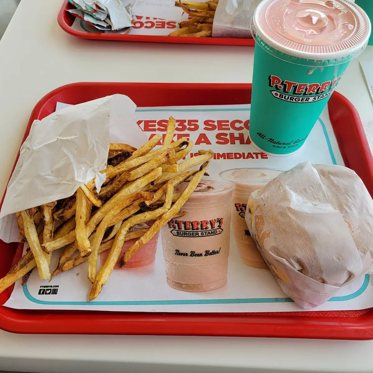 Cheeseburger Meal with Strawberry Shake