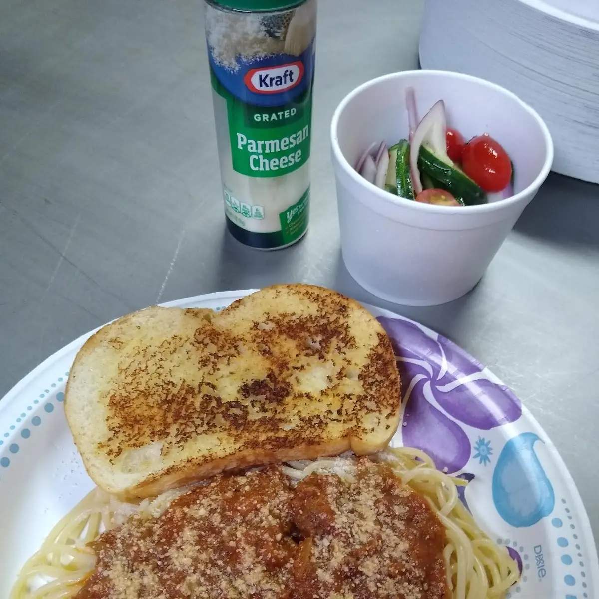 Spaghetti and Garlic Bread