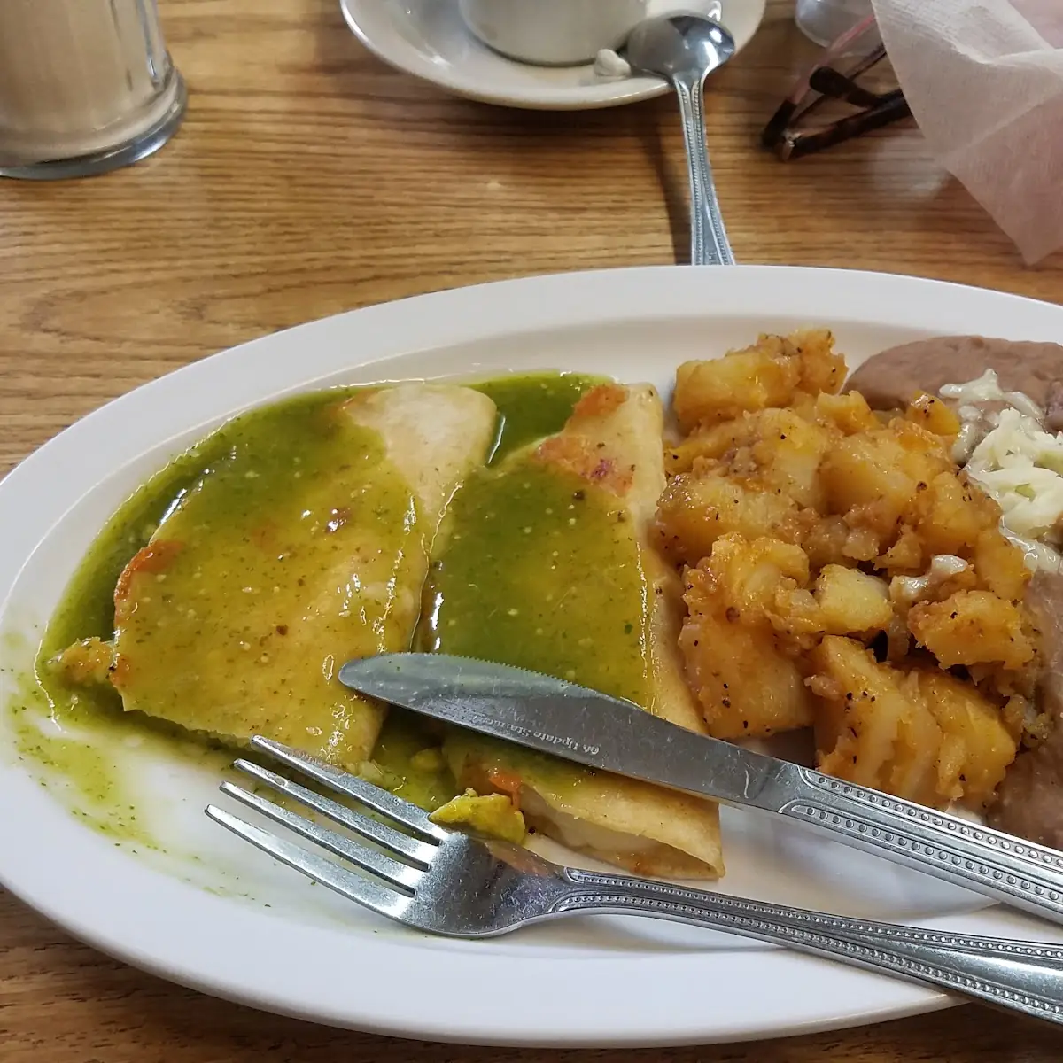Corn Quesadillas Refried Beans and Potatos
