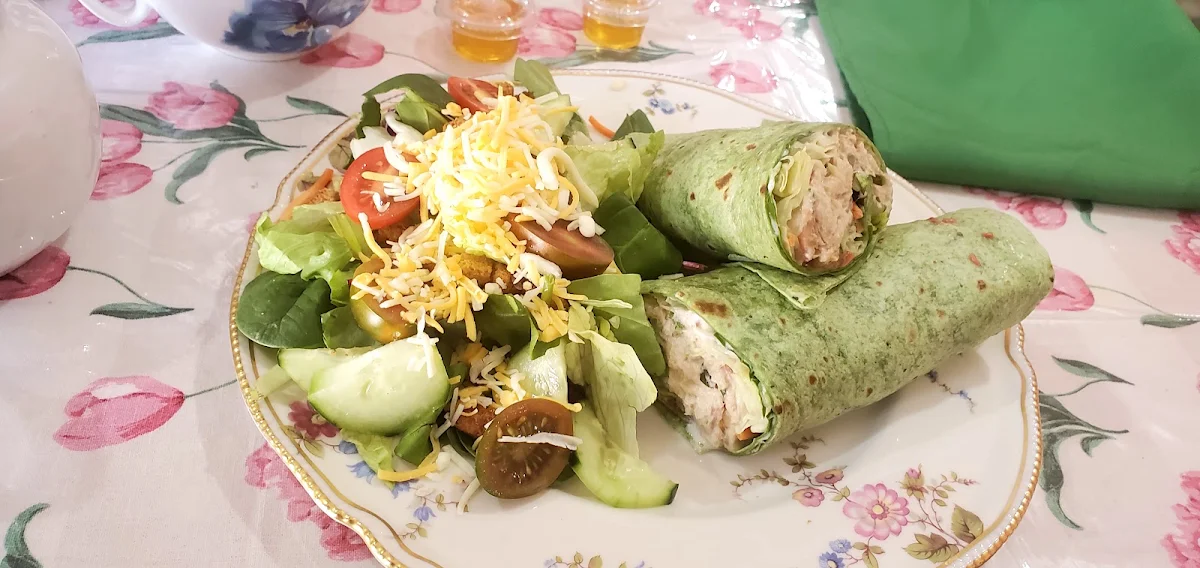 Tuna Salad Spinach Wrap with a Side Salad