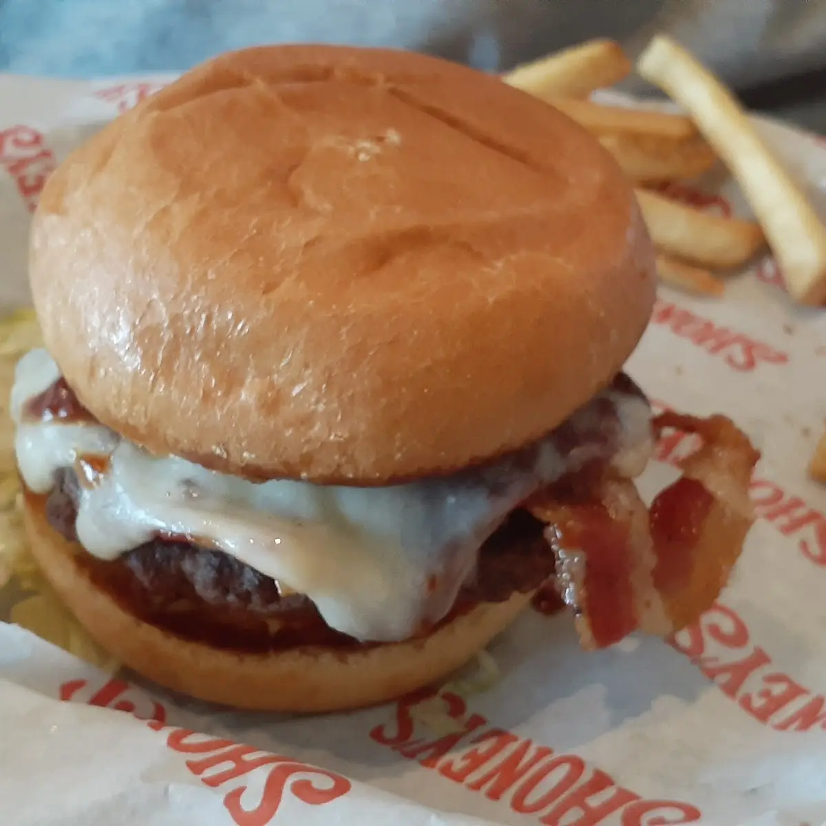 BBQ Bacon Swiss Cheeseburger and Fries