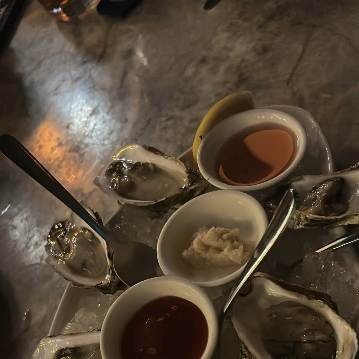 Fresh Raw Oysters with Sauces