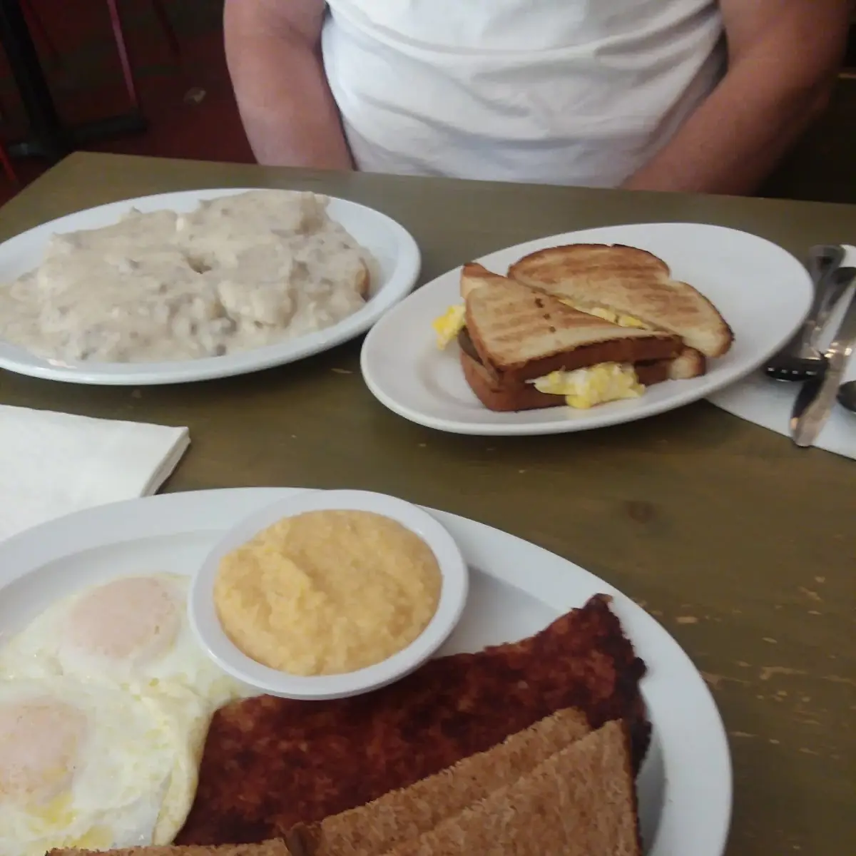 Corn Beef Hash Eggs over Easy Cheesy Grits