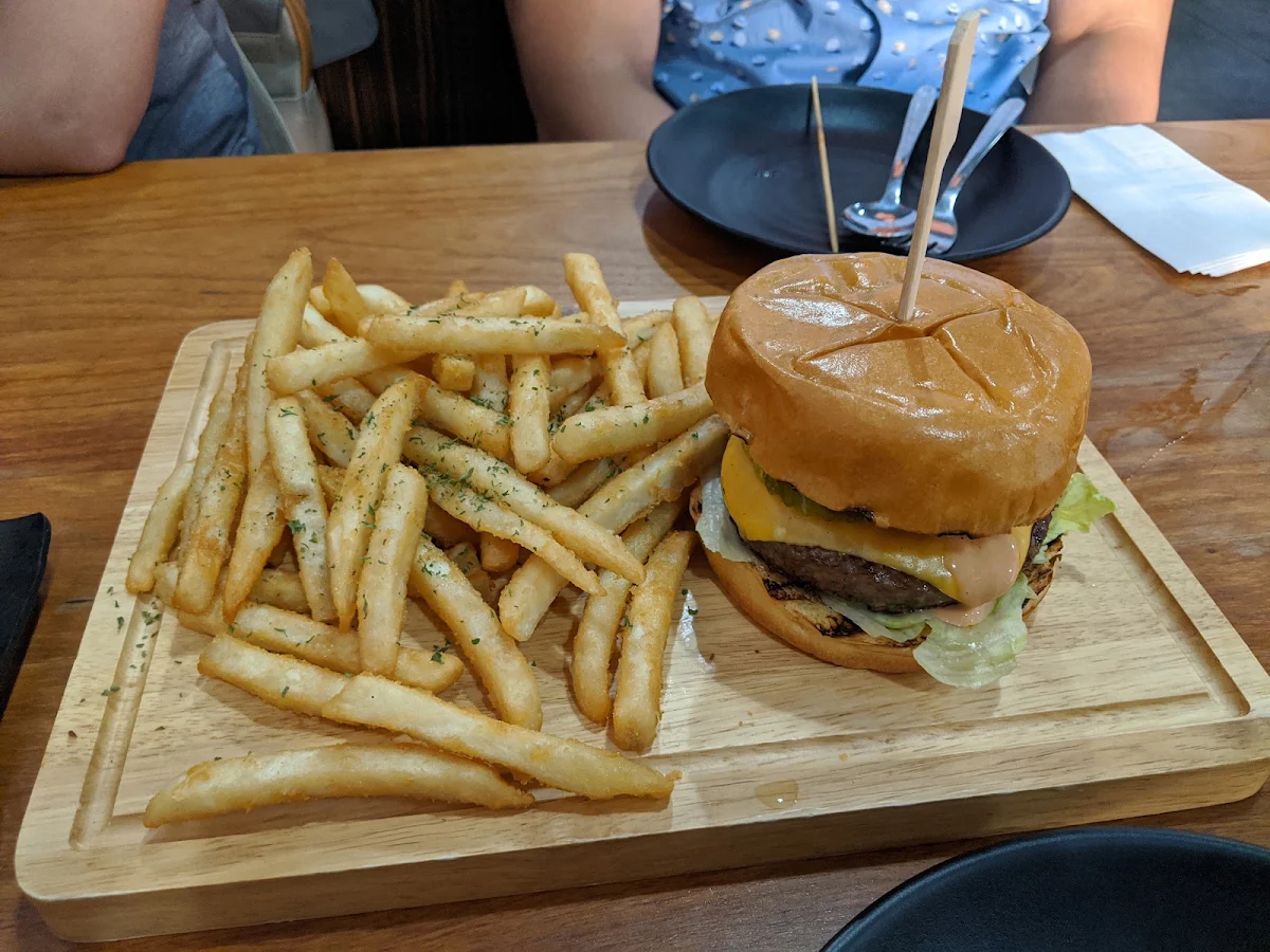 Limitless Mega Burger with Fries, Limitless Bar & Grill