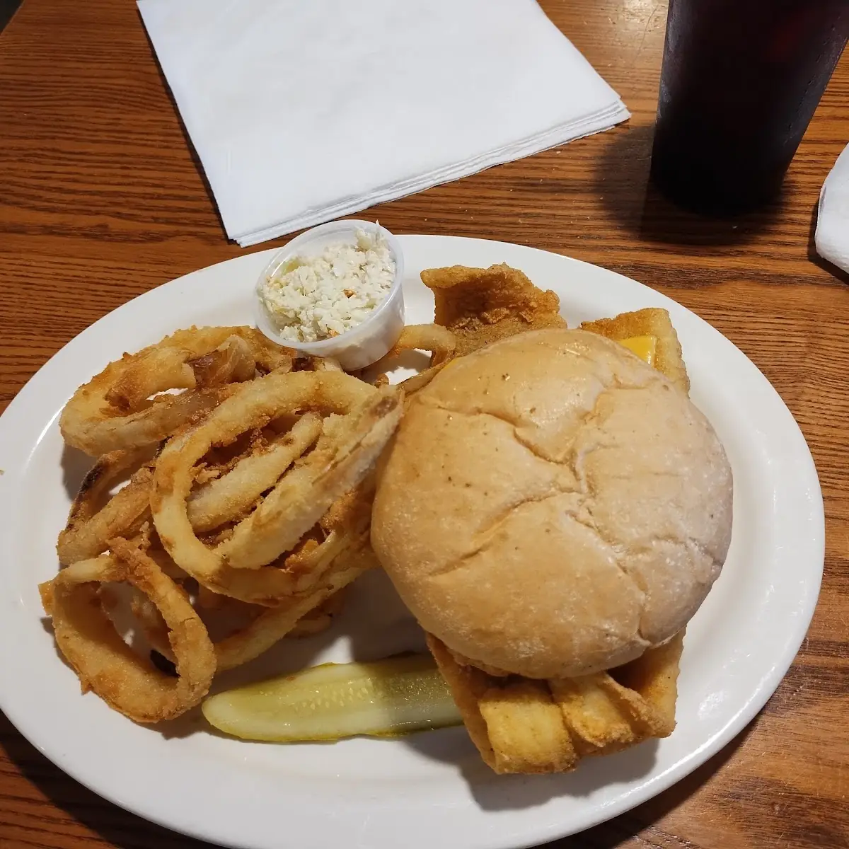 Fish Sandwich with Onion Rings