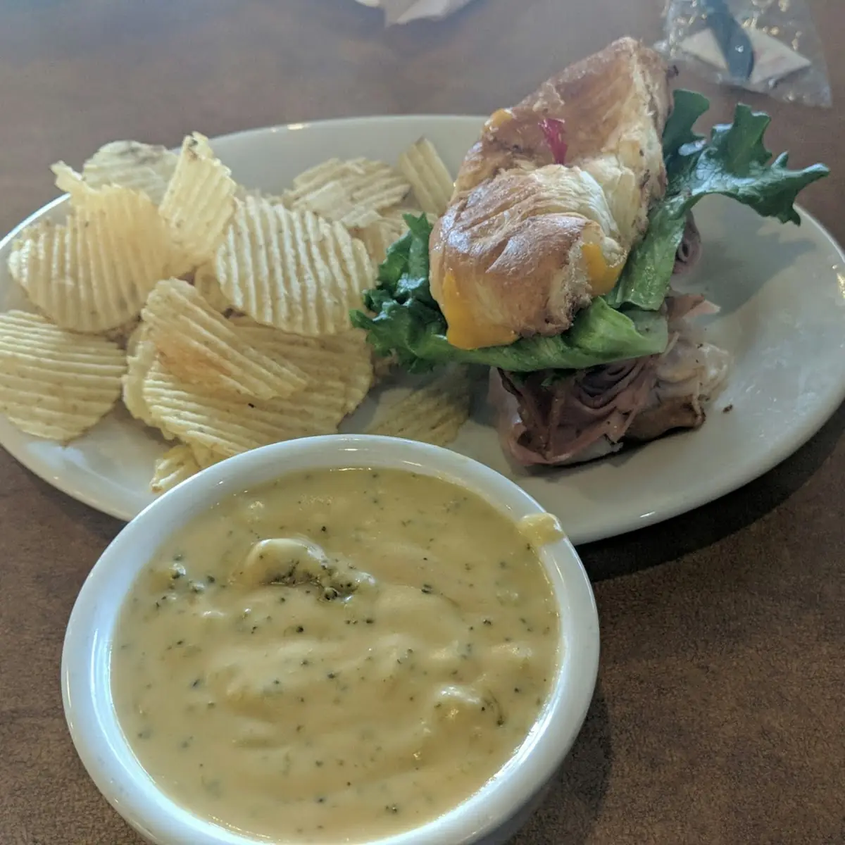 Club Sandwich and Broccoli Cheese Soup