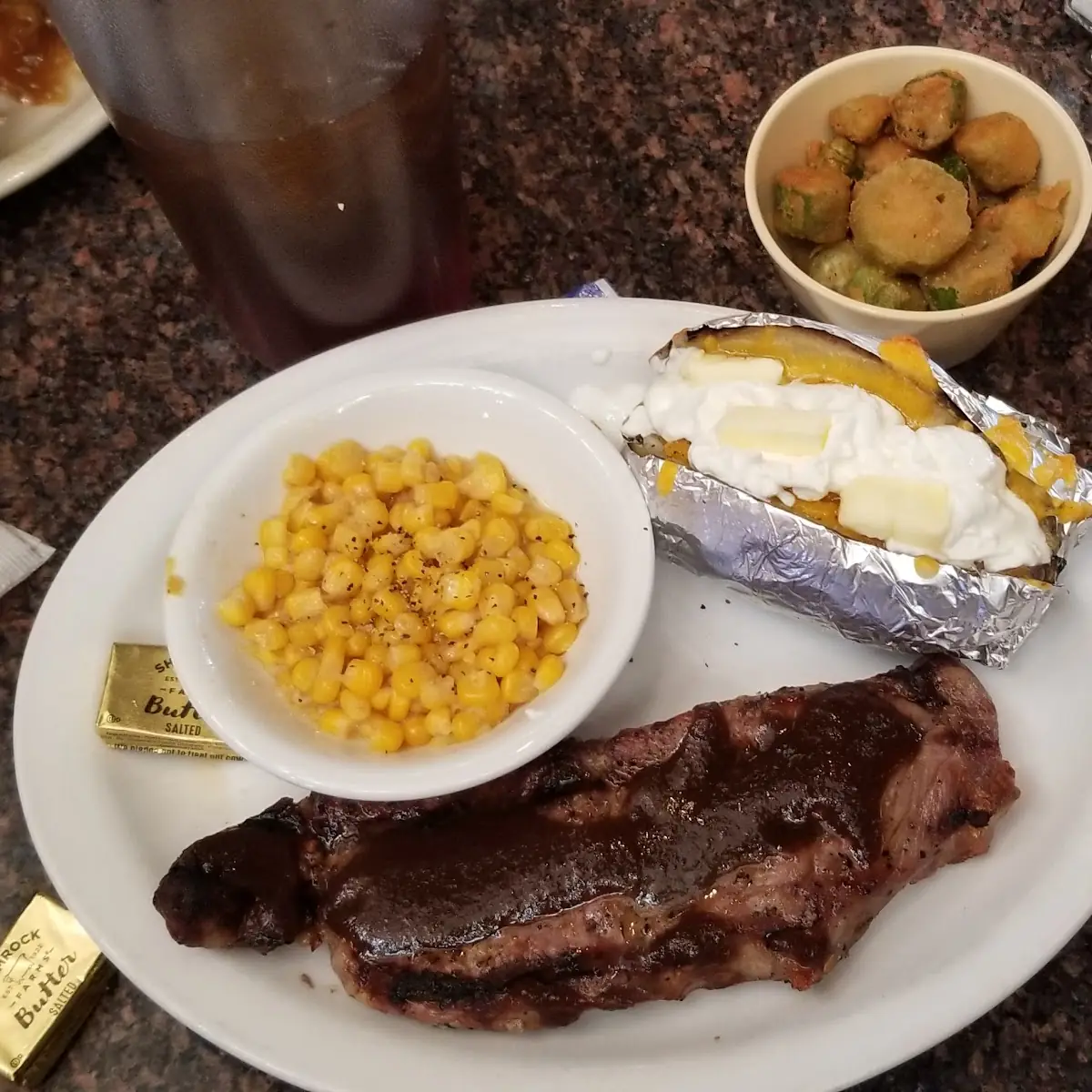 NY Steak Sweet Corn and Fried Okra