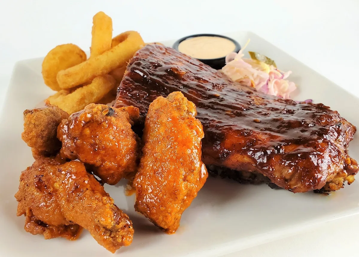 Ribs and Wings with Onion Rings