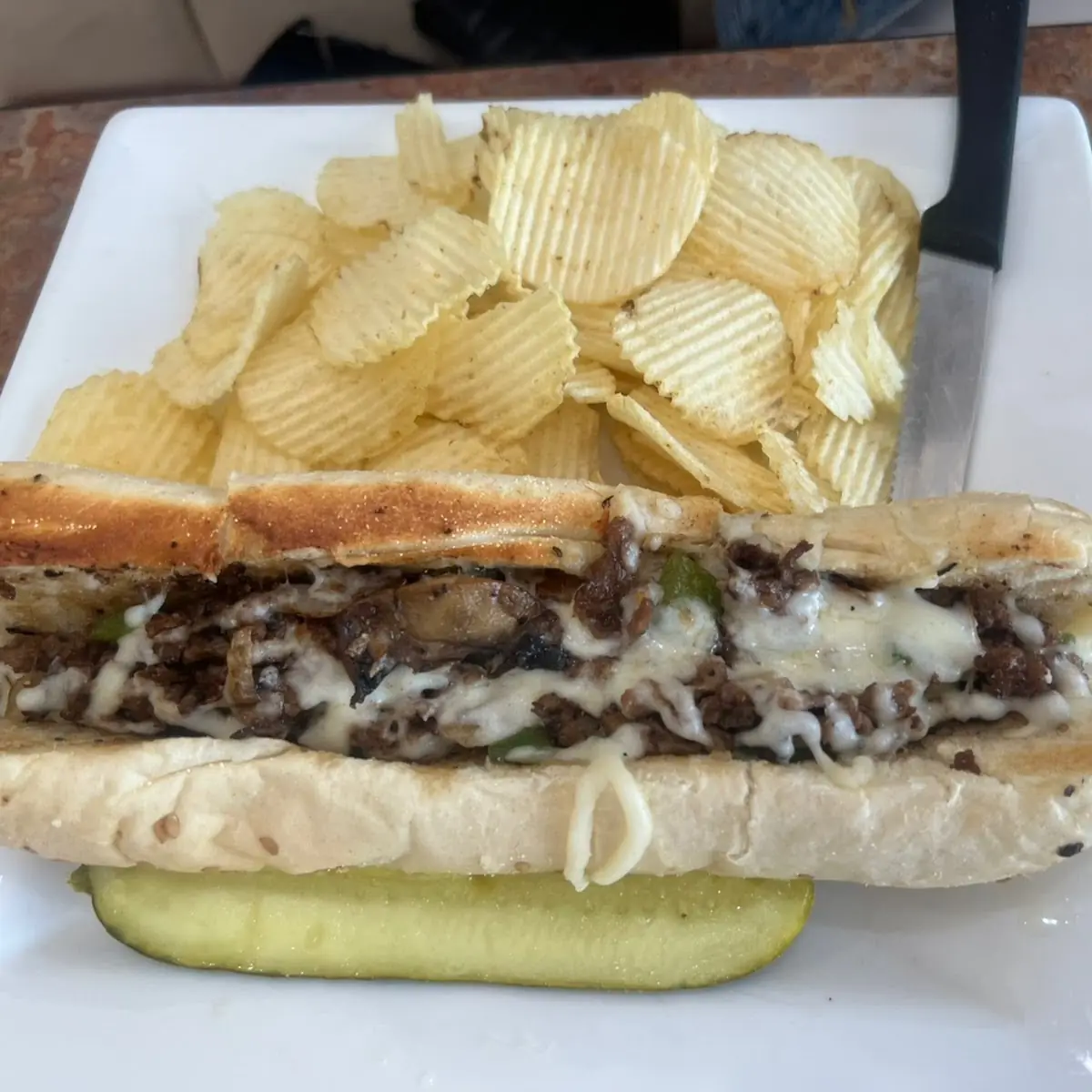 Philly Cheese Steak with Potato Chips