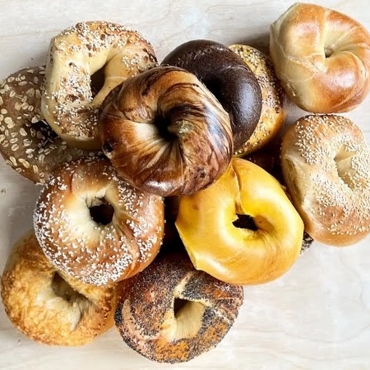 Egg Bagel and Sesame Bagel