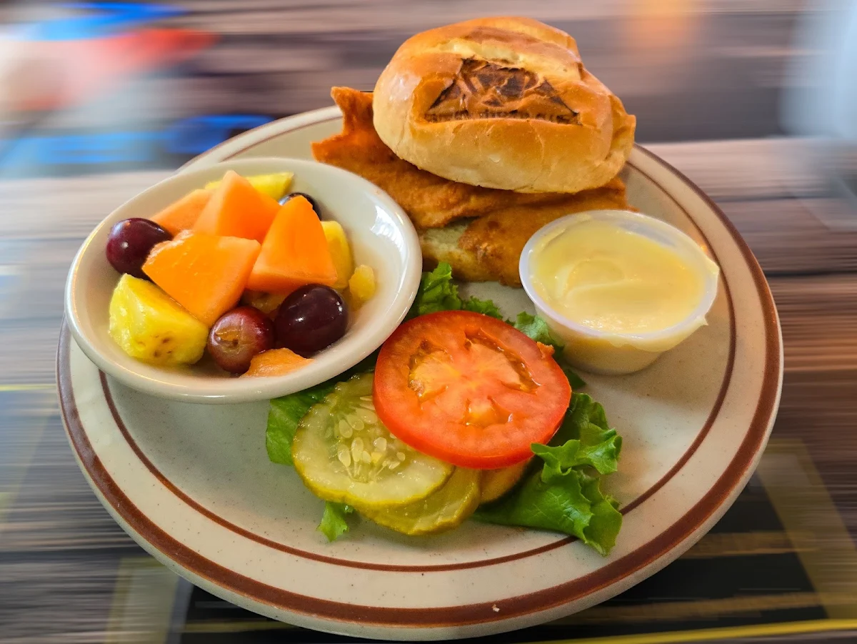 Fried Chicken Sandwich with Fruit