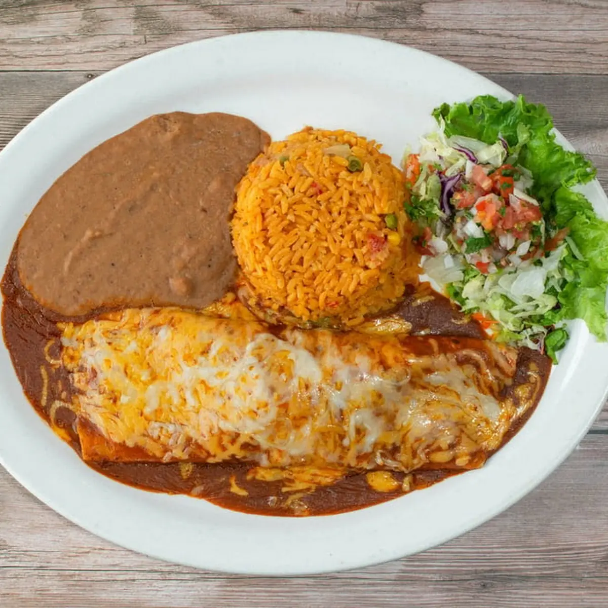 White Enchiladas with Refried Beans
