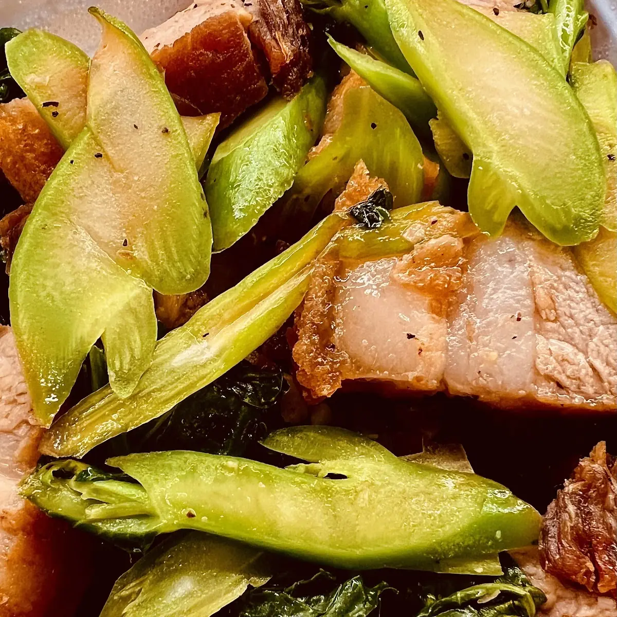Crispy Pork Belly with Chinese Broccoli