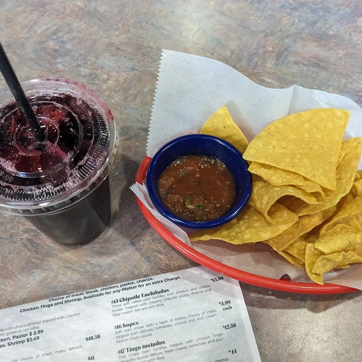 Jamaica Drink Chips and Salsa