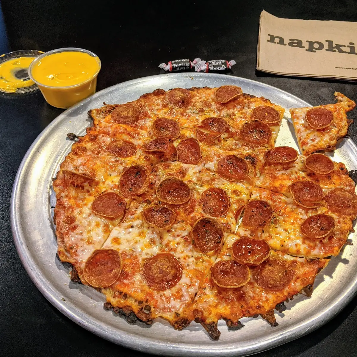Crust Pizza with Spicy Pepperoni