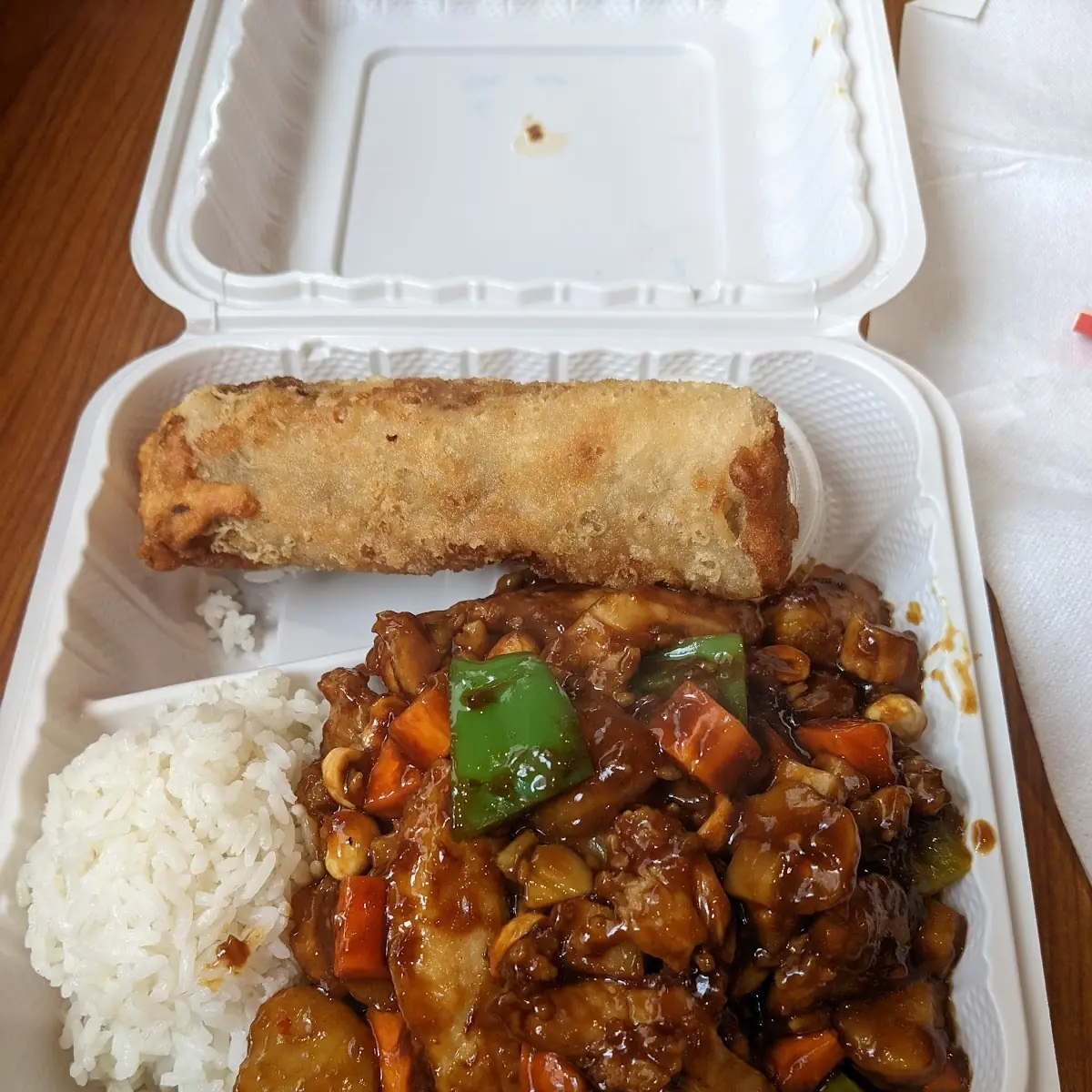 Spicy Kung Pao Chicken and Egg Roll