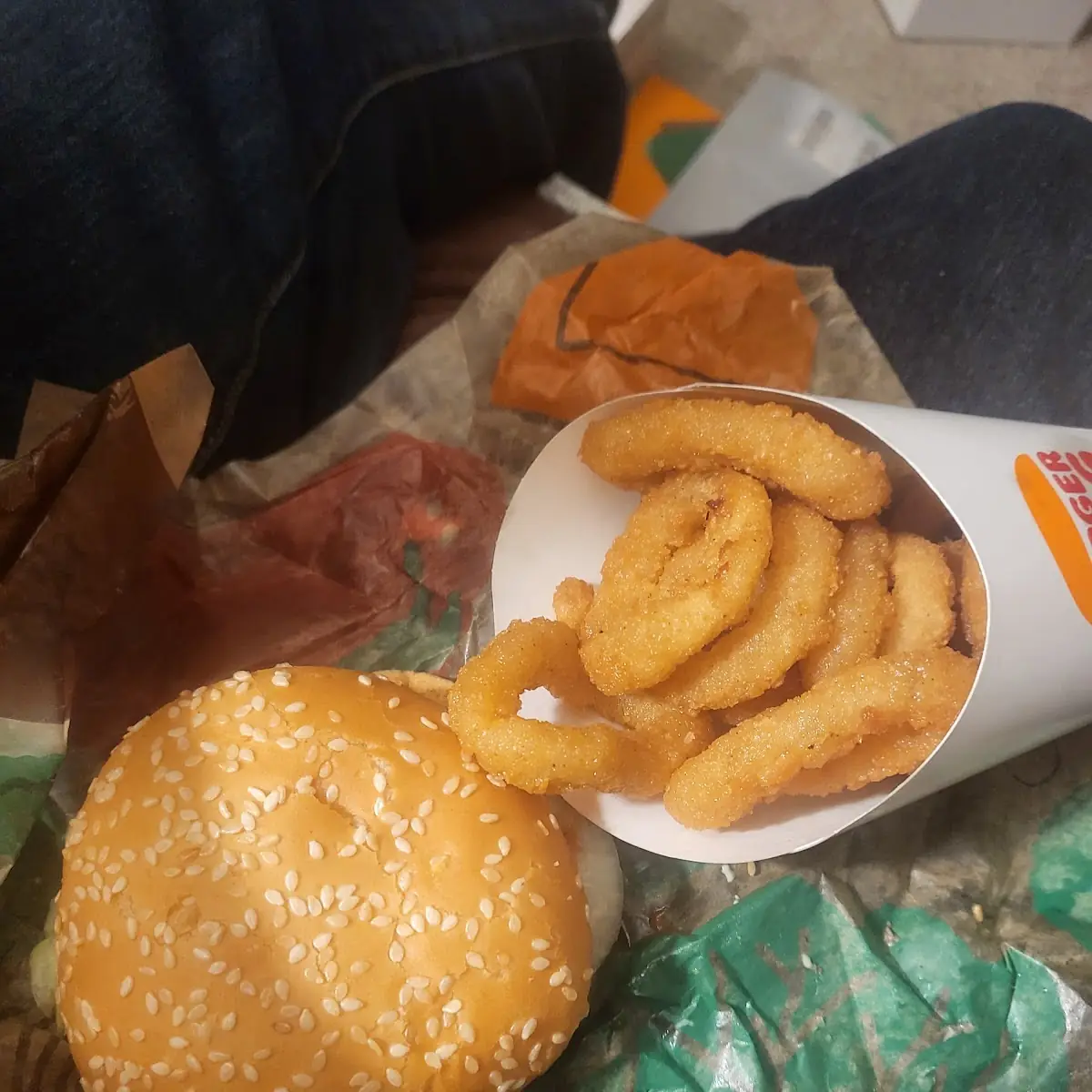 Double Cheeseburger with Onion Rings