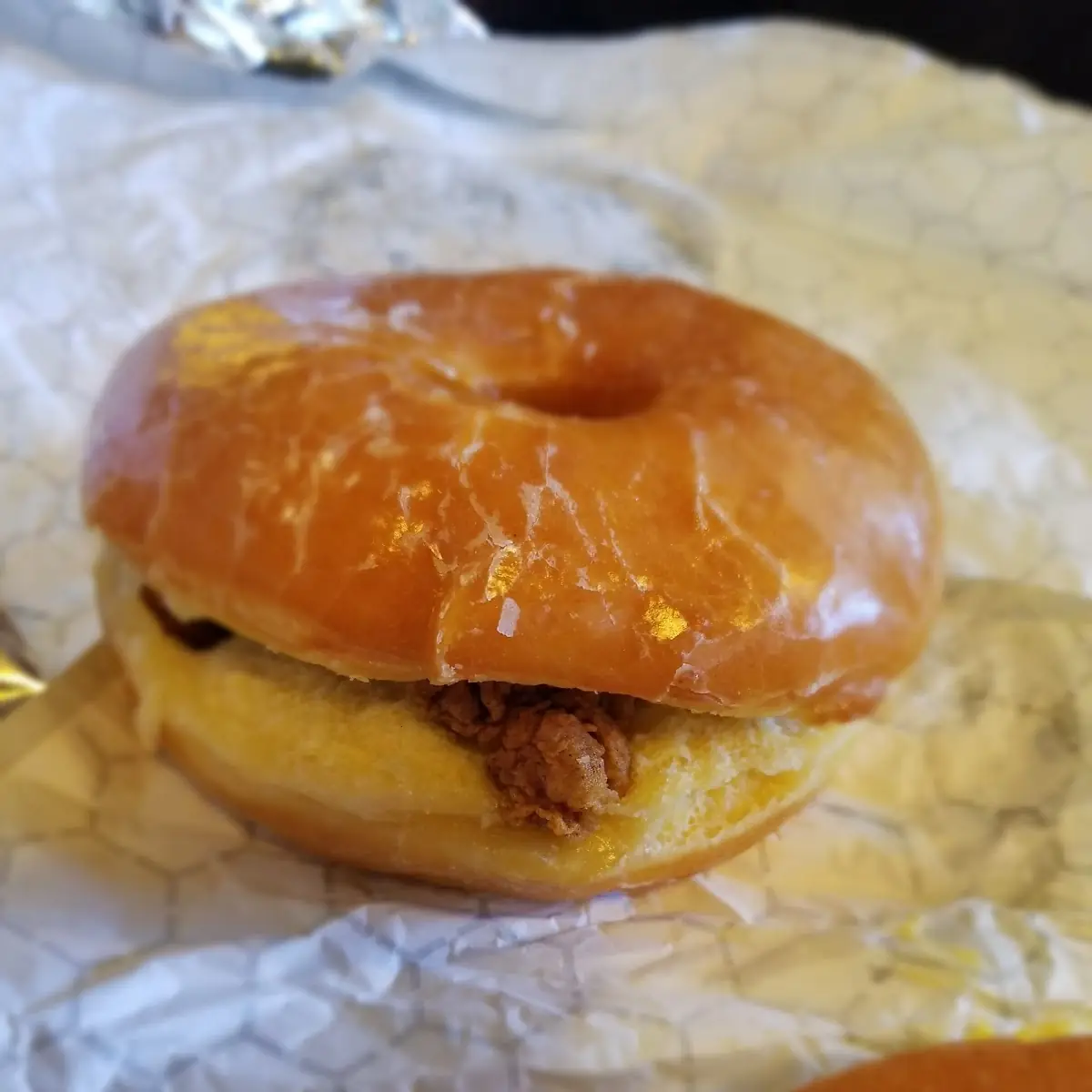 Bacon and Egg Breakfast Sandwich on a Donut
