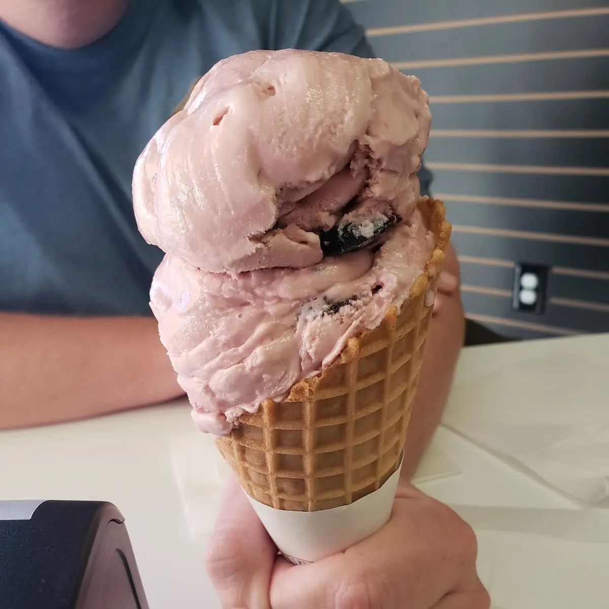 Black Cherry Ice Cream in Waffle Cone