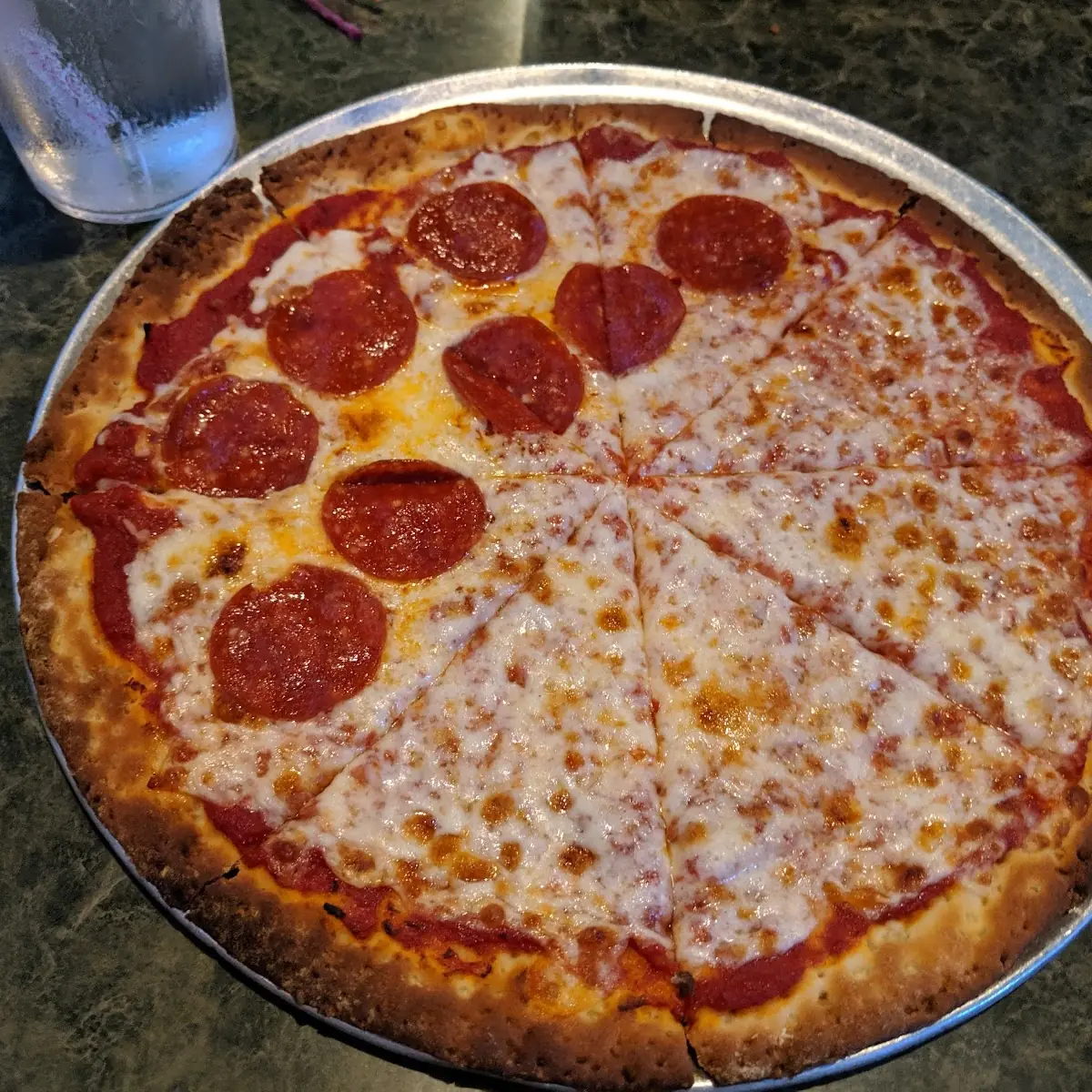 Half Cheese and Half Pepperoni Pizza