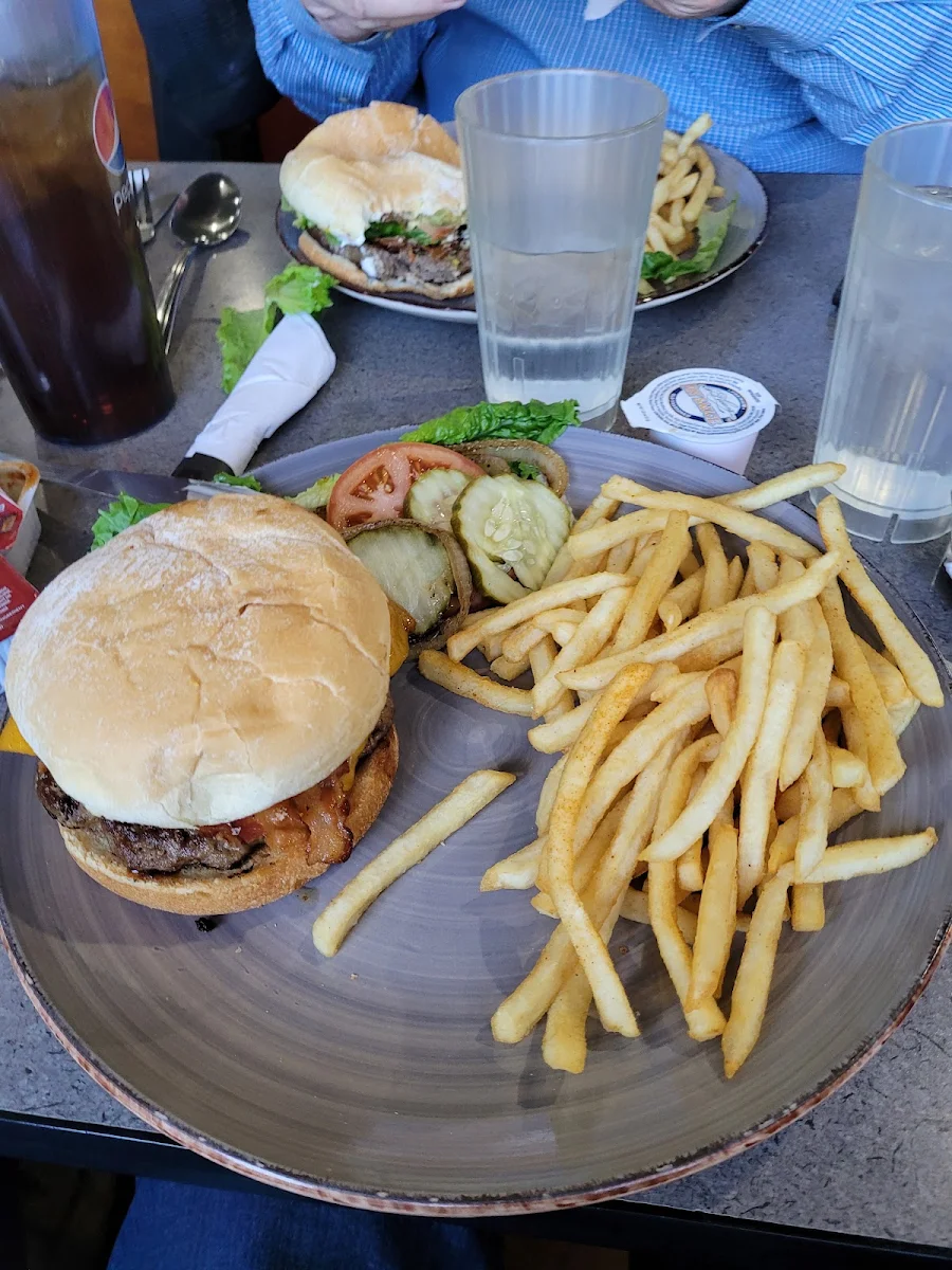 BBQ Burger and Fries with Cheese