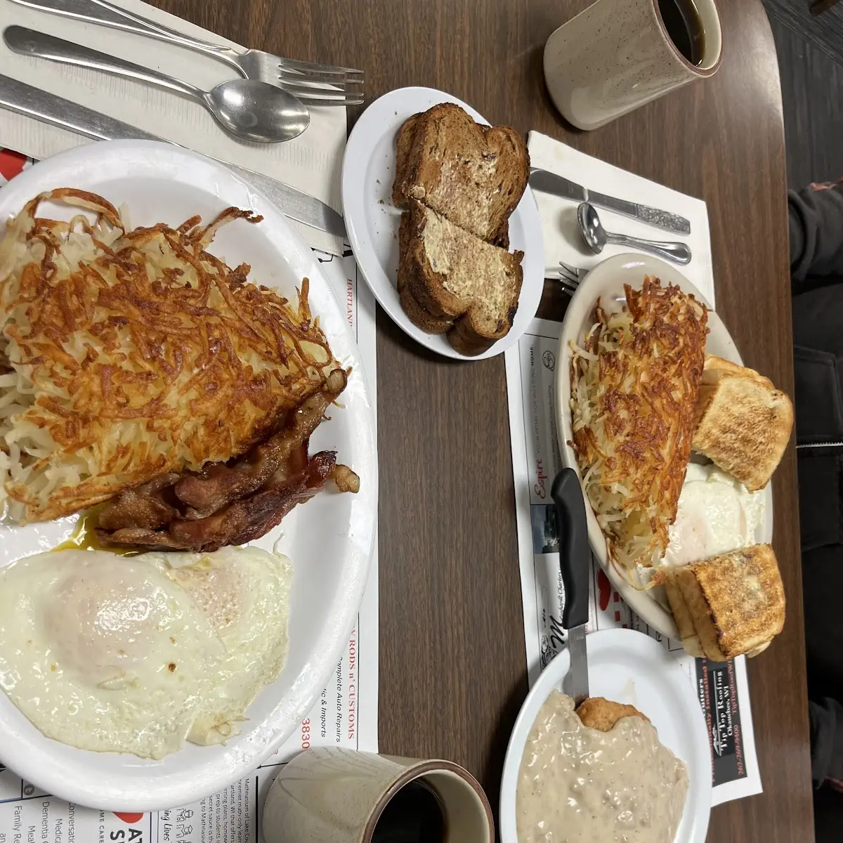 2 Eggs Hash Browns Toast with Meat Breakfast