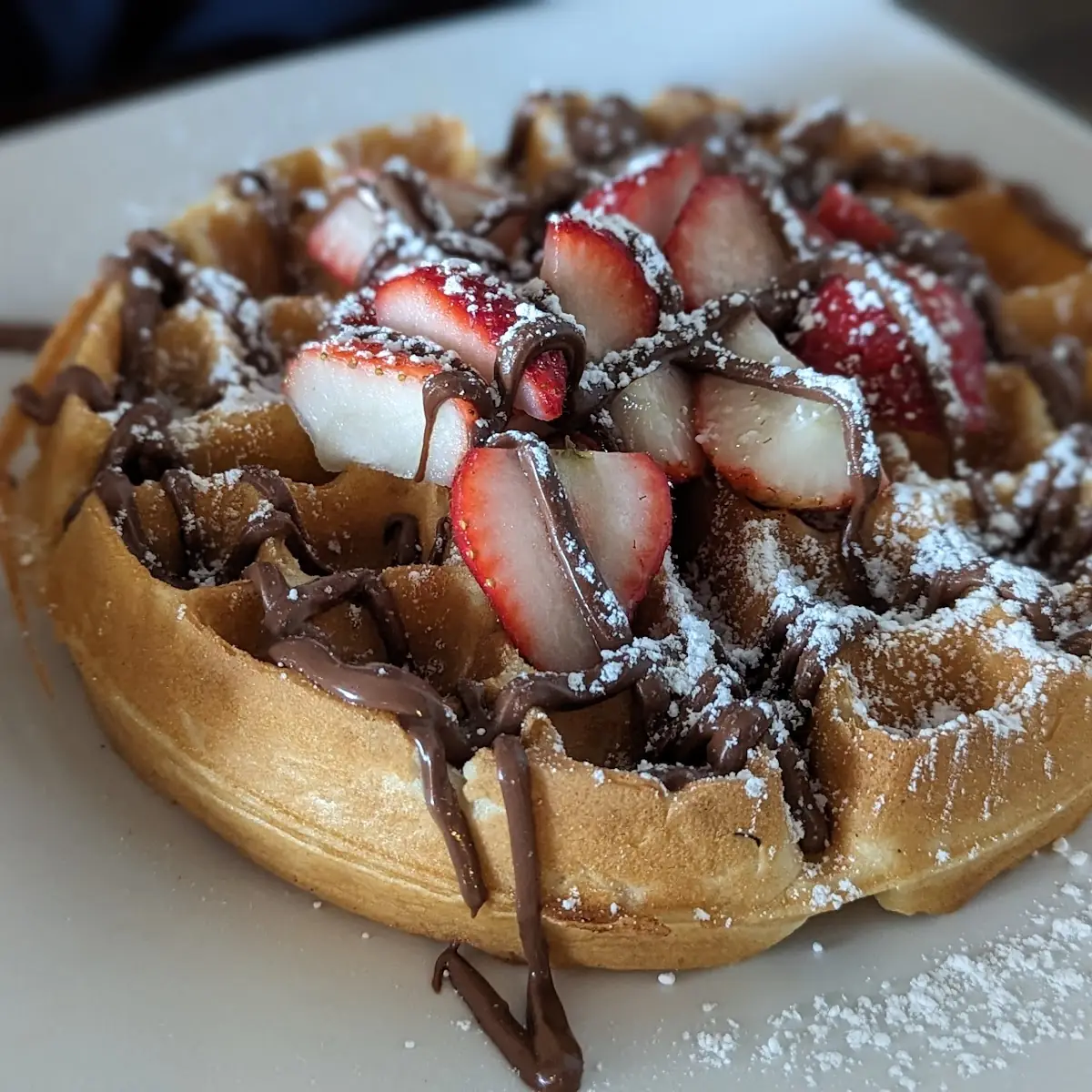 Strawberry Banana and Nutella Waffles