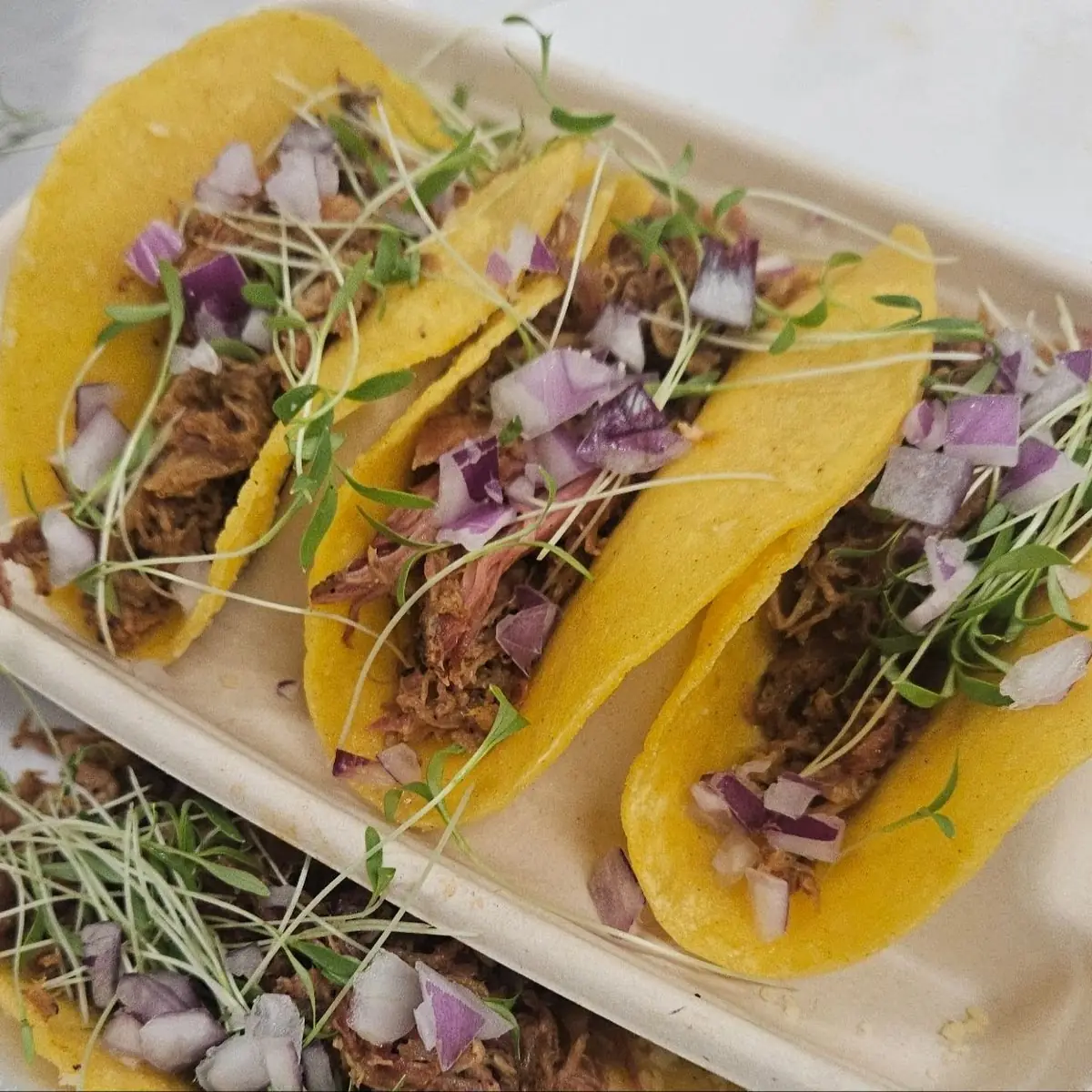 3 Pulled Pork or Chopped Brisket Street Tacos