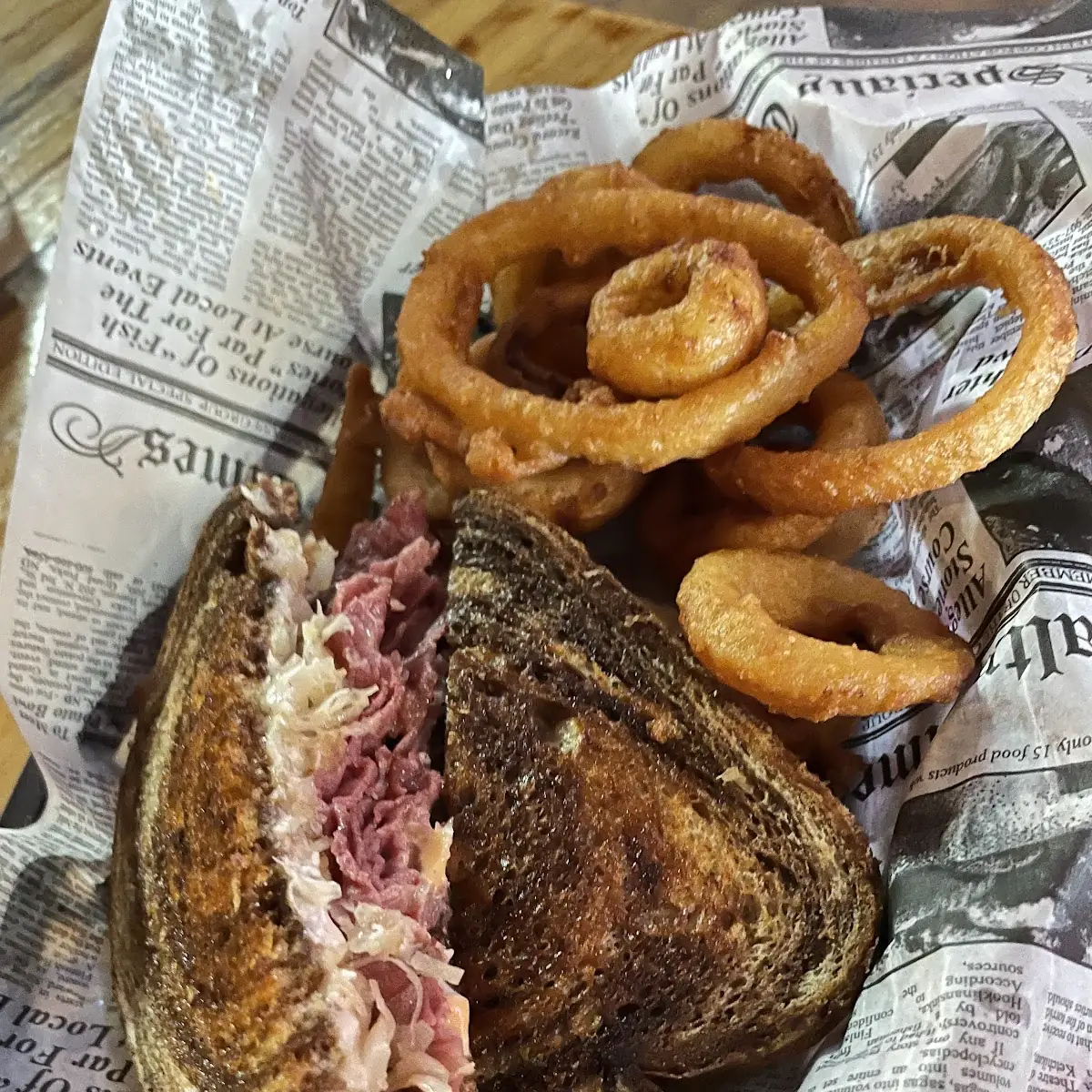 Rueben Sandwich & Onion Rings