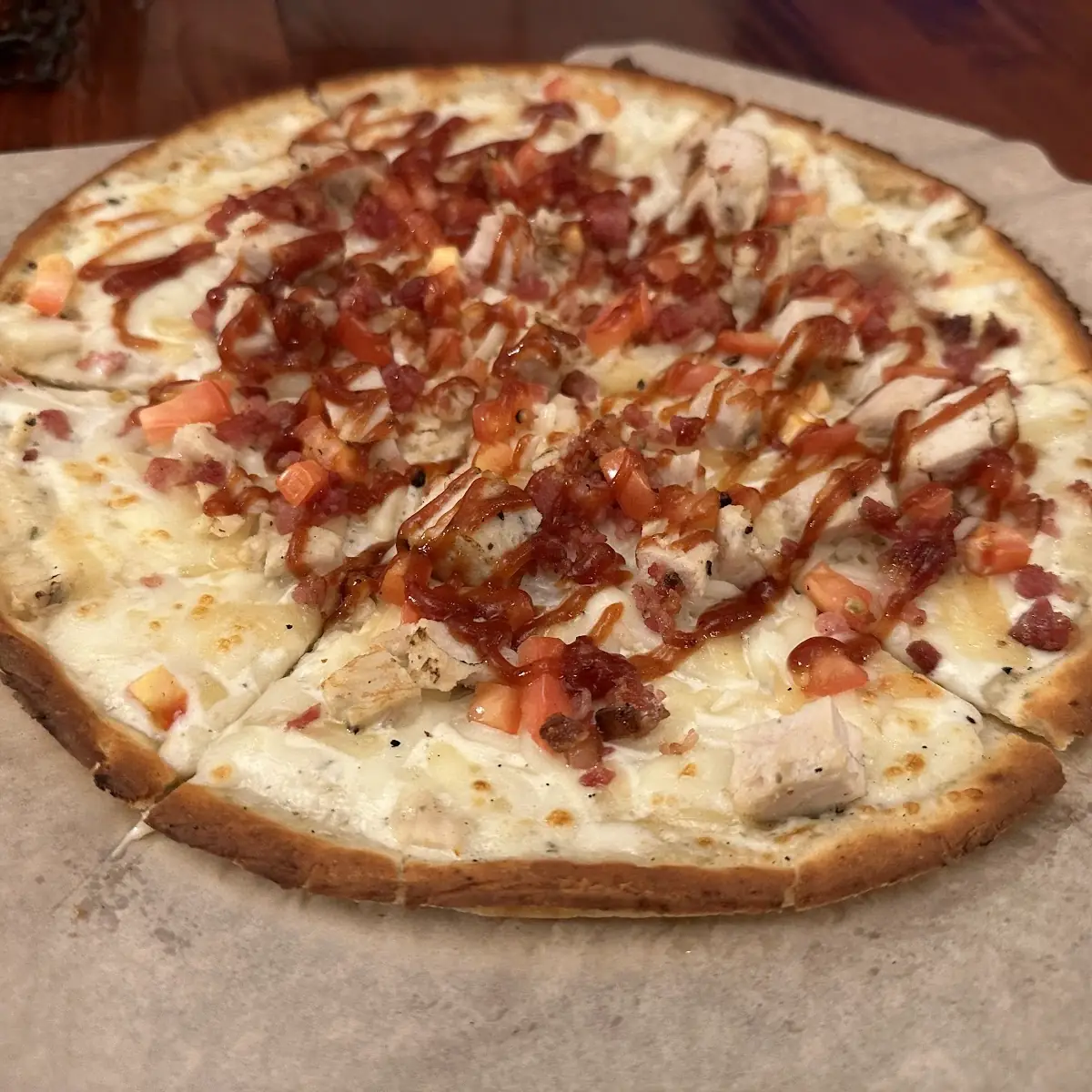 Gluten Free Chicken Bacon Ranch Pizza