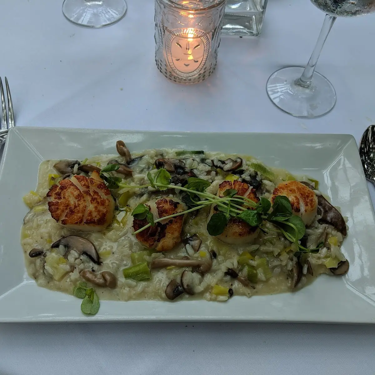 Scallops with Mushroom Risotto