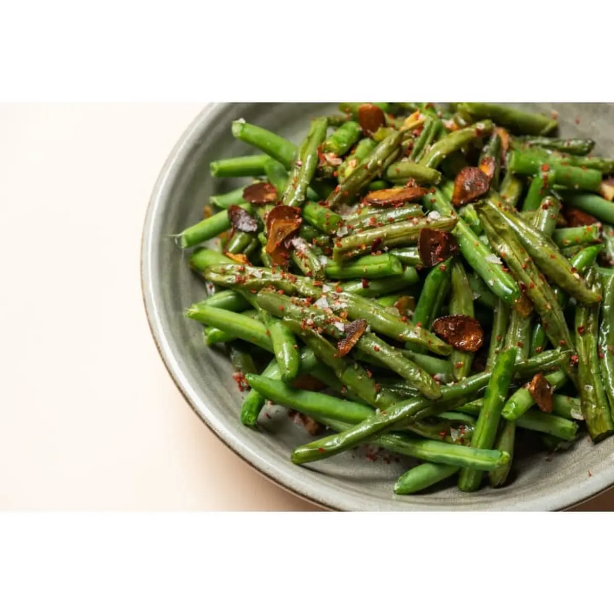 Green Beans with Garlic and Aleppo Pepper Served Warm