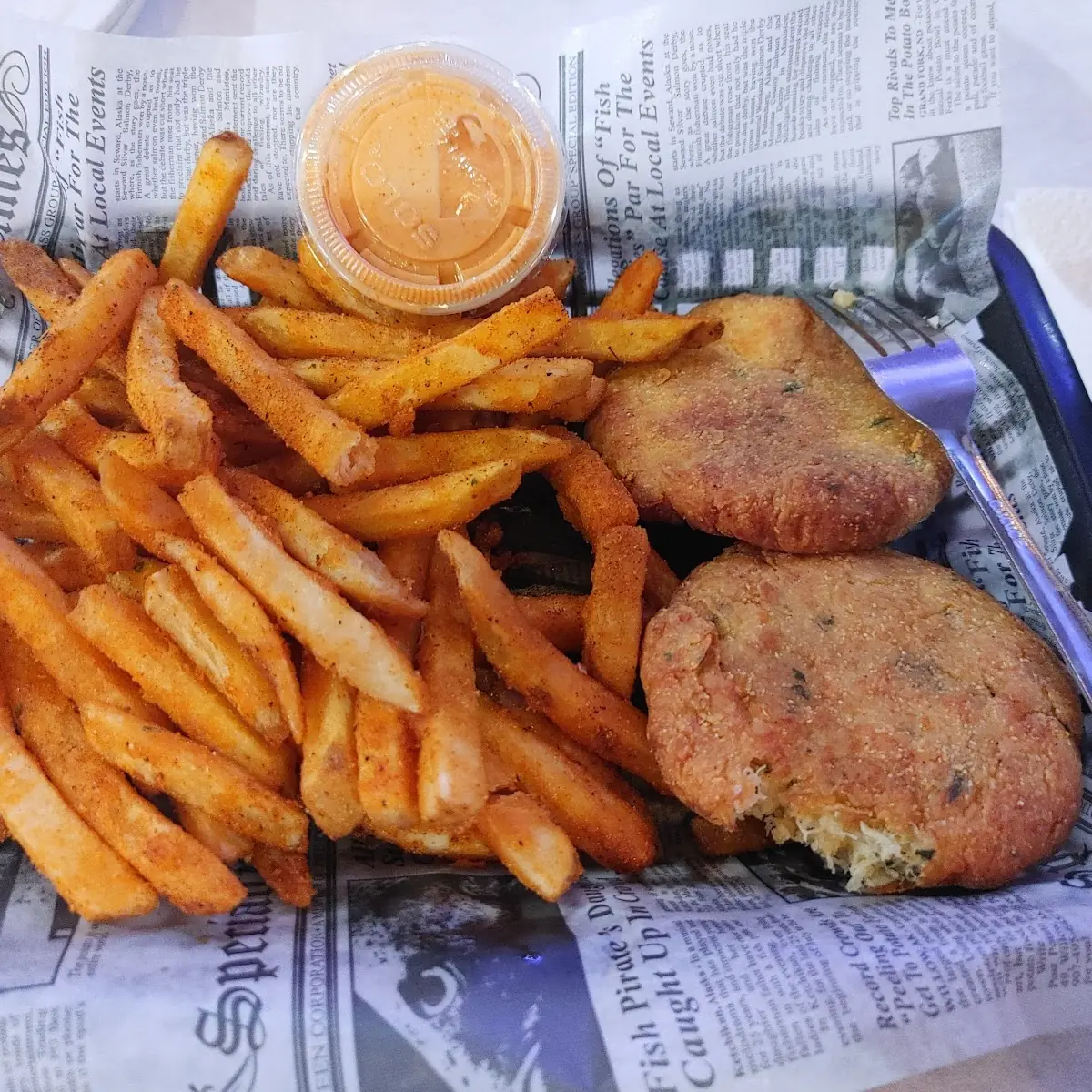 Crab Cakes and Cajun Fries