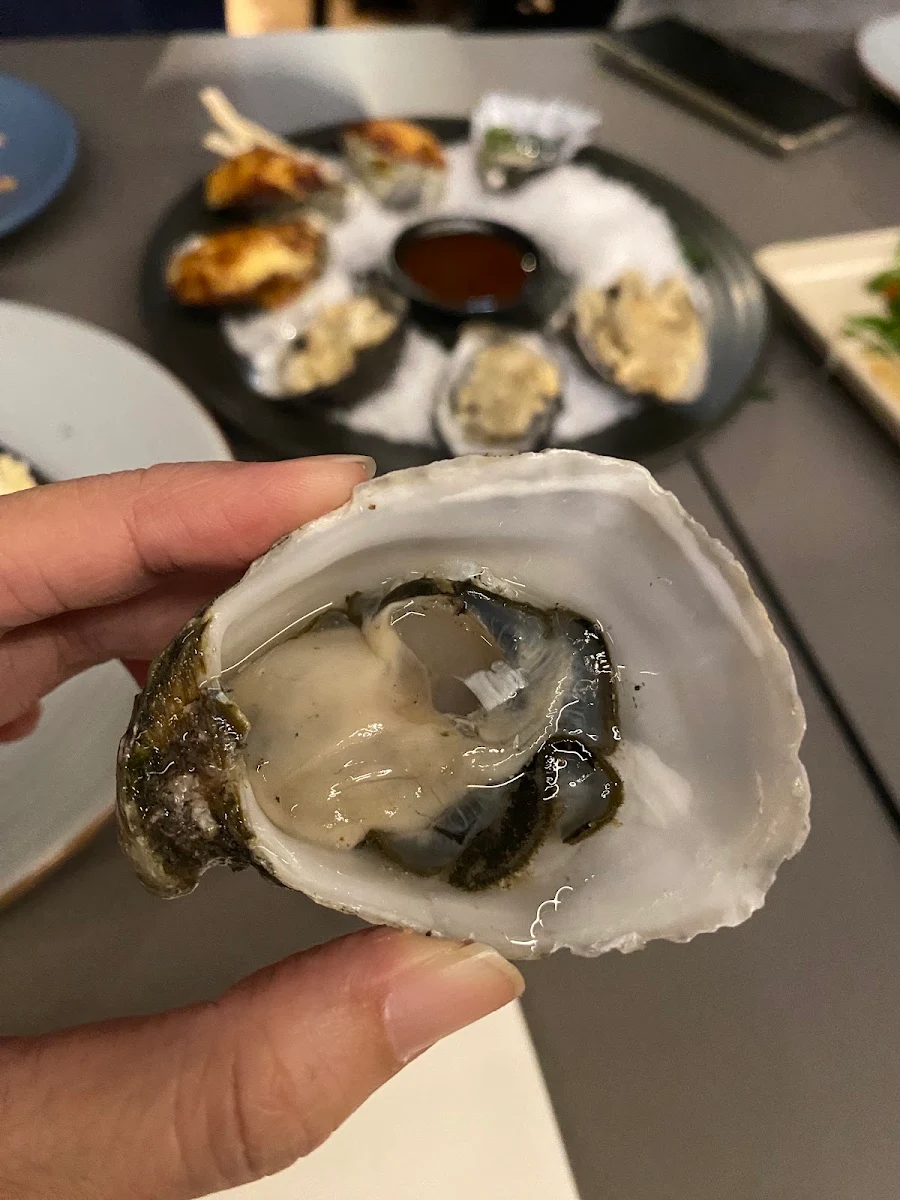 Oysters Natural with Tamrind Crab Kewpie Bacon and Chilli
