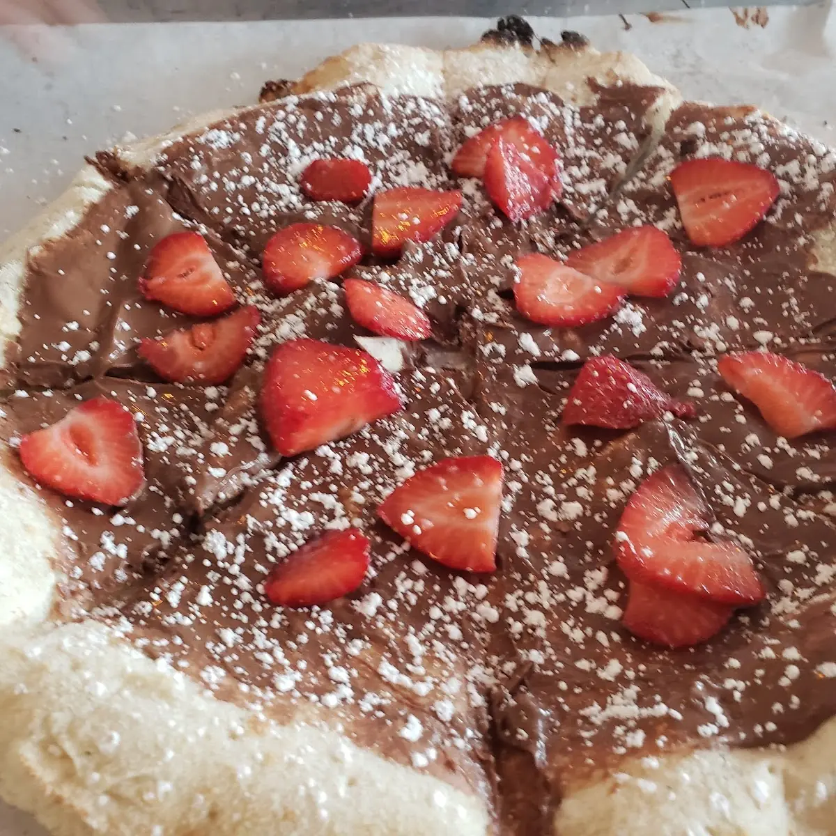 Strawberry Banana Nutella Dessert Pizza