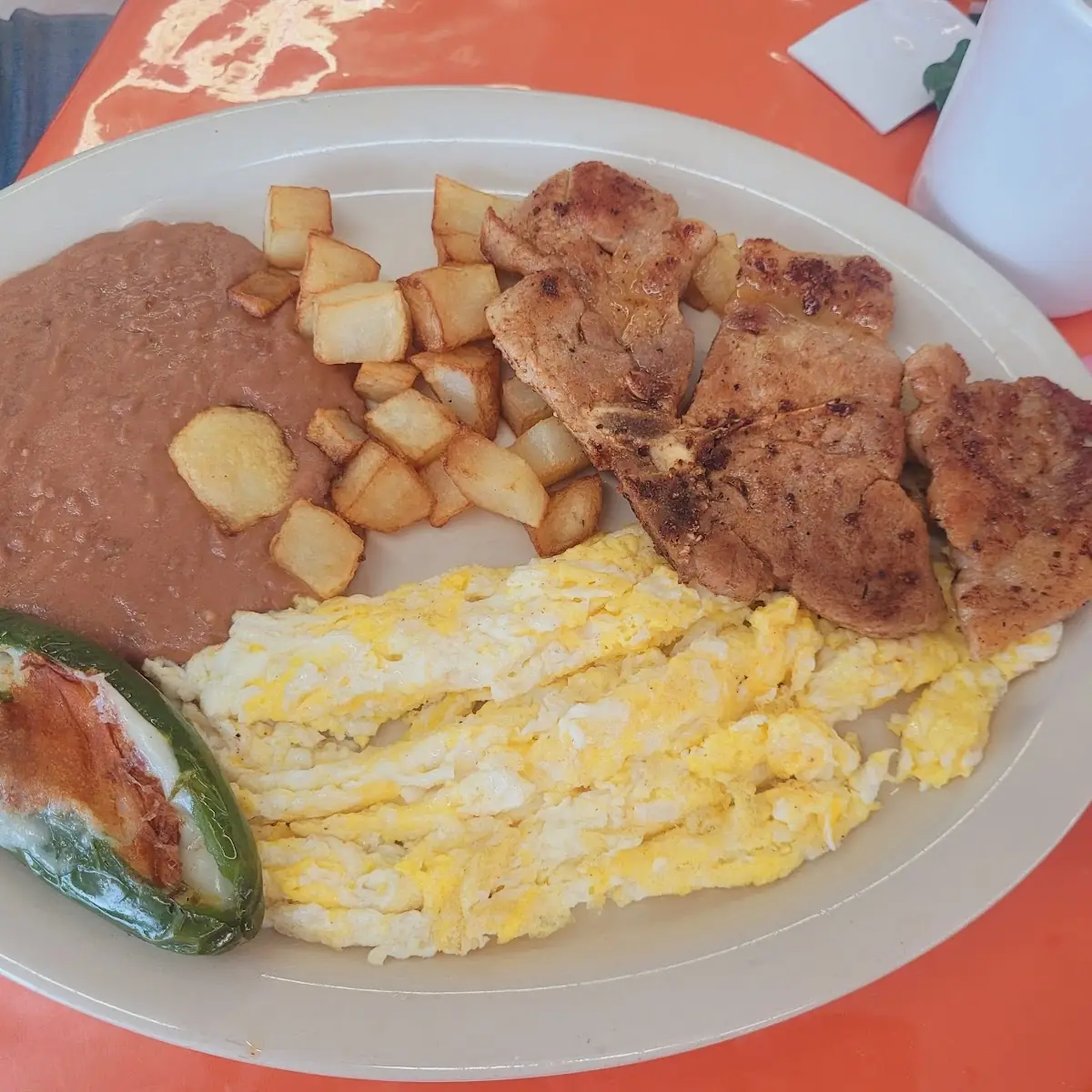Cheese Omelet with Beans and Potatoes