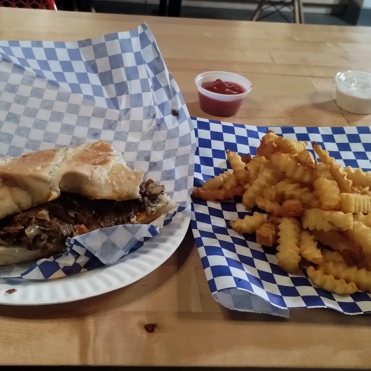 Philly Cheesesteak and Crinkle Cut Fries